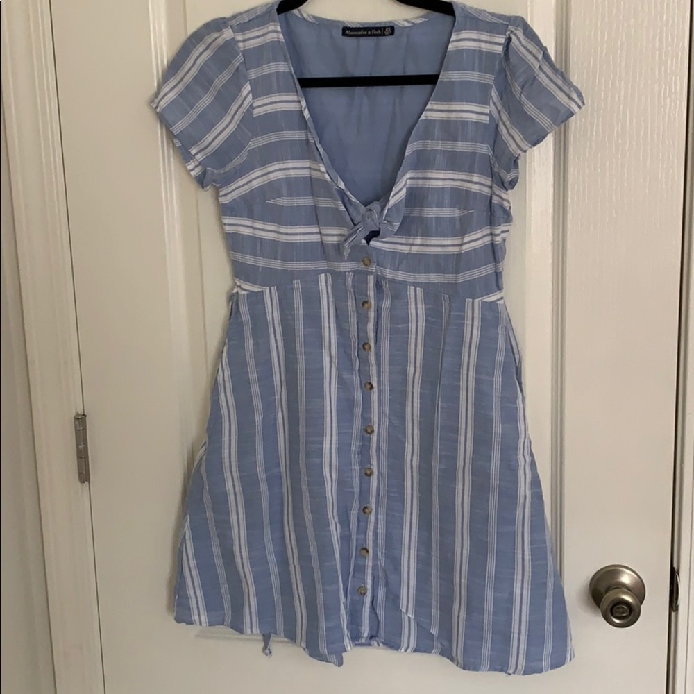 Tie Front Button Linen Dress
